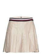 Global Stp Pleated Short Skirt Lyhyt Hame Beige Tommy Hilfiger