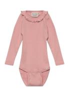 Body Ls Rib Bodies Long-sleeved Pink Minymo