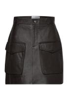 Slfkaisa Hw Short Leather Skirt Lyhyt Hame Brown Selected Femme