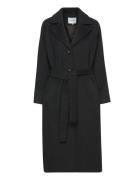 Msgloria Wool Belted Coat Outerwear Coats Winter Coats Black Minus