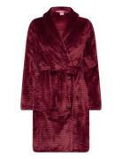 Robe Short Fleece Embossed Rib Aamutakki Red Hunkemöller