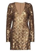 Sequins Mini Dress Lyhyt Mekko Gold By Ti Mo