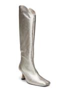 Billy Shimmer Silver Leather Boots Korkeavartiset Saapikkaat Silver AL...