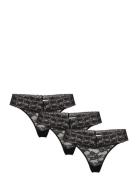 Brief Lacey Thong Low 3 Pack Stringit Alusvaatteet Black Lindex