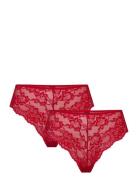 Pclina Lace Wide Brief 2-Pack Noos Alushousut Brief Tangat Red Pieces