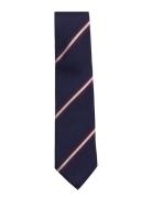 Navy Burgundy White Striped Preppy Silk Solmio Kravatti Multi/patterne...