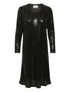 Crcaska Sequins Dress - Shift Fit Lyhyt Mekko Black Cream