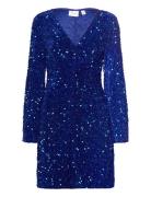 Vibarina Wide Sleeve Glitter Dress Lyhyt Mekko Blue Vila