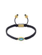 Men's Black String Bracelet With Gold Evil Eye Rannekoru Korut Black N...