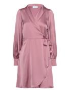 Vienna Ravenna L/S Short Wrap Dress-Noos Lyhyt Mekko Pink Vila