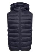 Quilted Gilet With Hood Toppaliivi Navy Mango