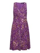 Print Surplice Jersey Sleeveless Dress Lyhyt Mekko Purple Lauren Ralph...