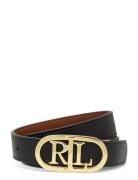 Oval-Logo Reversible Leather Skinny Belt Vyö Black Lauren Ralph Lauren