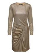 Foil-Print Jersey Dress Lyhyt Mekko Gold Lauren Ralph Lauren