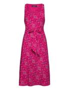 Geo-Print Belted Crepe Midi Dress Polvipituinen Mekko Pink Lauren Ralp...
