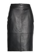 Slfmaily Hw Leather Skirt Noos Polvipituinen Hame Black Selected Femme