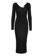 Iconic Rib Cut Out Midi Dress Polvipituinen Mekko Black Calvin Klein