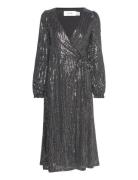 Vifunkla L/S Wrap Sequin Dress/Fair Polvipituinen Mekko Black Vila