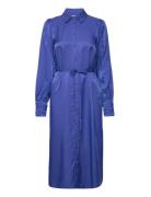 Yassura Ls Midi Shirt Dress Polvipituinen Mekko Blue YAS