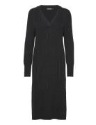 Slrakel V-Neck Dress Polvipituinen Mekko Black Soaked In Luxury