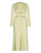 Tie Front Satin Midi Dress Polvipituinen Mekko Yellow Gina Tricot