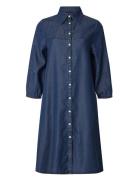 Elaine Lyocell Shirt Dress Polvipituinen Mekko Navy Lexington Clothing