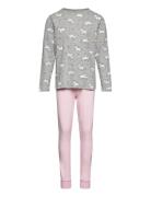 Nkfnightset Grey Melange Unicorn Noos Pyjamasetti Pyjama Pink Name It