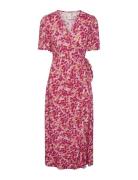 Yasalira Ss Long Wrap Dress S. Noos Polvipituinen Mekko Pink YAS