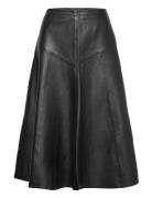 Slfrillo Hw Leather Midi Skirt B Polvipituinen Hame Black Selected Fem...