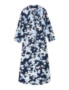 Printed Airblow Dress Polvipituinen Mekko Navy Tom Tailor