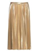 Pleated Metallic Chiffon Skirt Polvipituinen Hame Gold Lauren Ralph La...