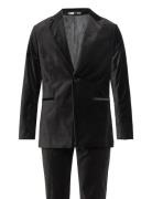Slhslim-Hale Velvet Suit B Puku Black Selected Homme