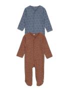 Nightsuit W/F -Buttons 2-Pack Pyjama Sie Jumpsuit Haalari Brown Pippi