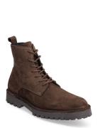 Slhricky Nubuck Lace-Up Boot B Nyörisaappaat Brown Selected Homme