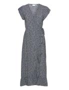 Vifini Wrap S/S Long Dress/Su - Noos Polvipituinen Mekko Blue Vila