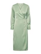 Yaspella Ls Wrap Midi Dress S. Polvipituinen Mekko Green YAS