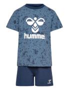 Hmlnole Night Suit S/S Pyjamasetti Pyjama Blue Hummel