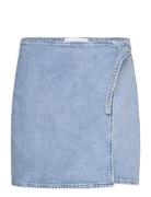 Buckle Wrap A-Line Denim Skirt Lyhyt Hame Blue Calvin Klein Jeans