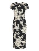 Floral Jersey Twist-Front Midi Dress Polvipituinen Mekko Black Lauren ...