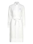 Belted Linen Shirtdress Polvipituinen Mekko White Polo Ralph Lauren