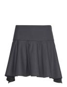 Wool Mini-Skirt With Asymmetrical Hem Lyhyt Hame Grey Mango