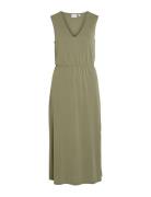 Vimodala V-Neck S/L Midi Dress - Noos Polvipituinen Mekko Green Vila