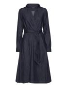 Denim Long-Sleeve Midi Dress Polvipituinen Mekko Blue Lauren Ralph Lau...