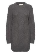 Eloise Cable Knitted Mohair Blend Mini Dress Lyhyt Mekko Grey Malina