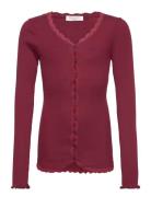 Rkbeatha Ls Cardigan W/ Lace Tops Knitwear Cardigans Red Rosemunde Kid...