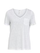 Objtessi Slub S/S V-Neck Noos Tops T-shirts & Tops Short-sleeved White...