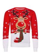 Rudolphs Christmas Jumper Tops Knitwear Round Necks Red Christmas Swea...