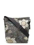 Small Shoulder Bag Black Flower Linen Bags Small Shoulder Bags-crossbo...