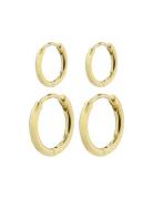 Ariella Recycled Hoop Earrings 2-In-1 Set Gold-Plated Accessories Jewe...
