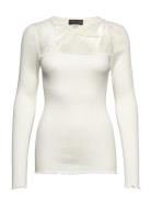 Silk T-Shirt W/ Lace Tops T-shirts & Tops Long-sleeved White Rosemunde